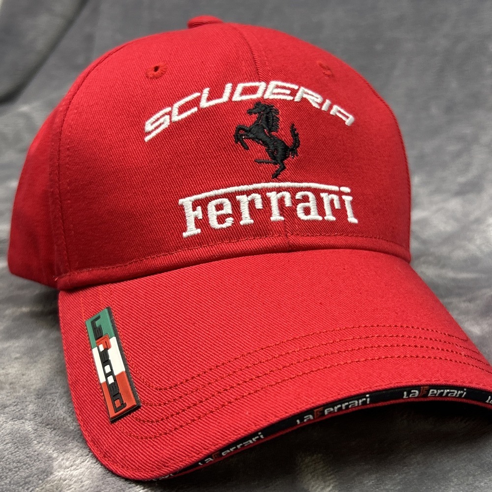 Ferrari 430 Scuderia Baseball Hat Metal Ferrari Logo La Ferrari Y2K Red RARE VTG
